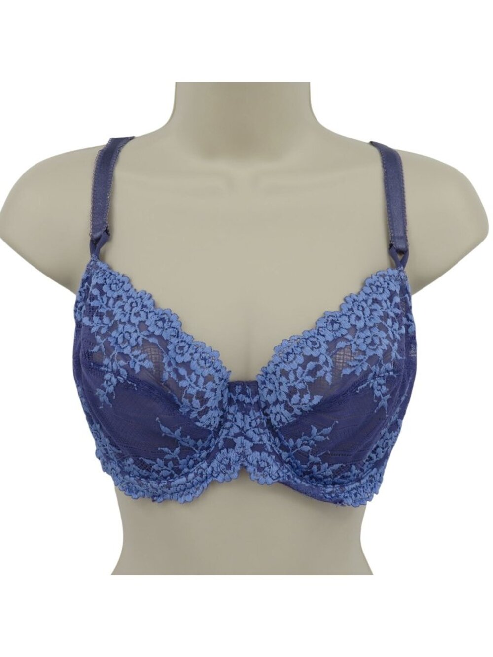 Wacoal Lace Underwire Bra 36D Purple Blue Floral Flower Unlined Adjustable Strap